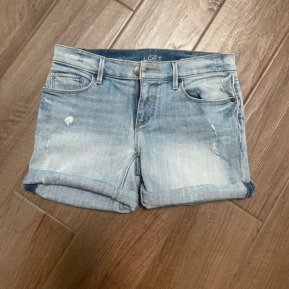 Lightly Destructed Denim Shorts